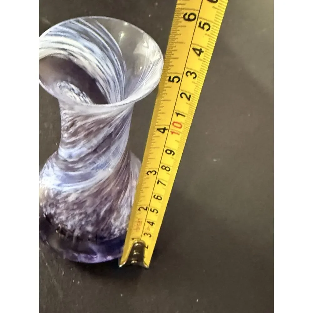 Hand-Blown Purple & White Spiral Art Glass Bud Vase – Studio Glass 5”